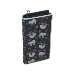 Take It Easy Happy Sloth Vinyl Novelty Wallet ID Holder Snap Fashion Wristlet