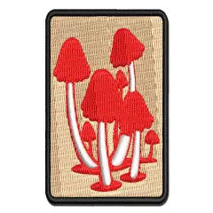 Cluster of Magical Whimsical Little Mushrooms Multi-Color Embroidered Iron-On or Hook & Loop Patch Applique