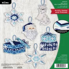 Bucilla Felt Ornaments Applique Kit Set Of 6-Arctic Santa & Friends