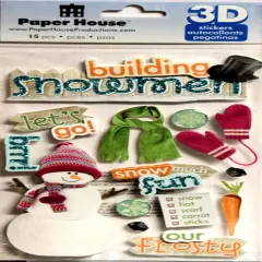 Paper House Building Snowmen Dimensional Stickers