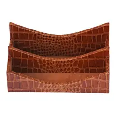 Protacini Cognac Brown Italian Patent Leather Letter Holder