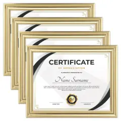 Set of 4 8.5x11 Gold Wall Frames