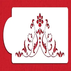 Florentine Scroll Cake Stencil | C478 by Designer Stencils | Cake Decorating Tools | Baking Stencils for Royal Icing, Airbrush, Dusting Powder | Reusable Plastic Food Grade Stencil for Cakes | Easy to Use & Clean Cake Stencil