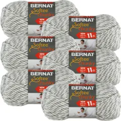 Multipack of 6 - Bernat Softee Chunky Yarn-Grey Ragg