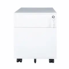 2 Drawer Mobile File Cabinet with Lock Metal Filing Cabinet for Legal File and Documents White
