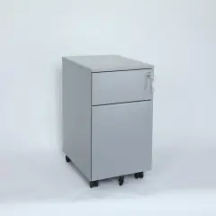 2 Drawer Mobile File Cabinet with Lock Metal Filing Cabinet for Legal File and Documents Grey