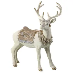16" Standing Reindeer with Glittering Saddle and Blanket &ndash; Elegant Christmas Decoration