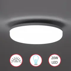 White Plastic 6 in Round LED Ceiling Light Fixture for Entryway, Office, Outdoor, 6500K Daylight, 2000lm 20W