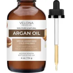 velona Argan Oil - 4 oz (With Dropper) | Morocco Oil For Hair Growth, Skin, Body and Face Care | Unrefined, Cold Pressed | 100% Natural and Moisturizing Carrier Oil | Cap Kit&hellip;