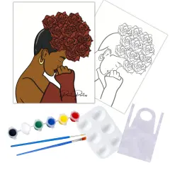 "Hair Roses" DIY Canvas Art Kit, Adult Beginner, Acrylic Paint Size 11x14 inch