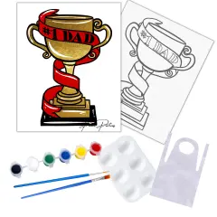 "Number 1 Dad Trophy" DIY Canvas Art Kit, Acrylic Paint Size 11x14 inch