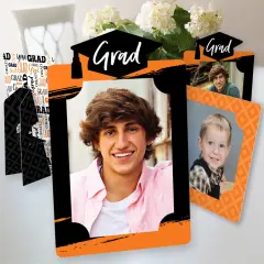 Big Dot of Happiness Orange Graduation Party Centerpieces - 4x6 Picture Display - Paper Photo Frames - Set of 12