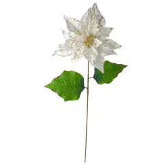 Northlight 24"White and Gold Artificial Christmas Poinsettia Flower