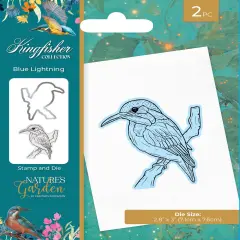 Nature's Garden Kingfisher Stamp And Metal Die-Blue Lightning