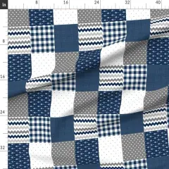 Various Fabrics by the Yard or Fat Quarter Blue Cheater Quilt Plaid Chevron Patchwork Arrows Dots Check Custom Printed Fabric by Spoonflower