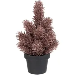Northlight Potted Glittered Artificial Pine Christmas Tree - 8.5" - Rose Gold- Unlit