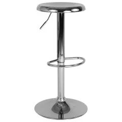 Merrick Lane Audrey Retro Style Height Adjustable Barstool with Footrest Chrome
