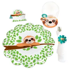 Big Dot of Happiness Let&rsquo;s Hang - Sloth - Baby Shower or Birthday Party Paper Charger & Table Decorations Chargerific Kit for 8