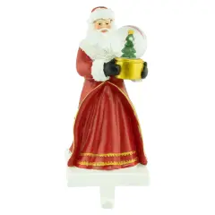 Northlight 9" Old-World Santa with Snow Globe Christmas Stocking Holder Red