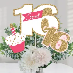 Big Dot of Happiness Sweet 16 - 16th Birthday - 16th Birthday Party Centerpiece Sticks - Table Toppers - Set of 15