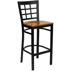 Emma and Oliver Window Back Metal Restaurant Dining Barstool Cherry/BlackMetal