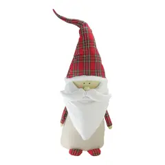 Northlight Santa Claus Gnome with Plaid Hat Christmas Figurine -26" White