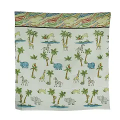 Blue Safari Hippo Rainbow Zebra Striped Fabric Shower Curtain 70 X 72 Inch