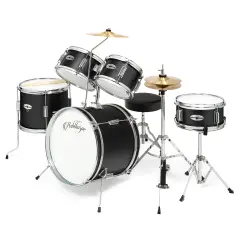 Ashthorpe 5-Piece Complete Junior Drum Set with Genuine Brass Cymbals - Advanced Beginner Kit with 16" Bass, Adjustable Throne, Cymbals, Hi-Hats, Pedals & Drumsticks