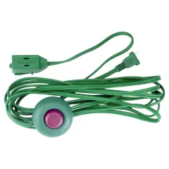 Northlight Indoor Power Extension Cord with 3-Outlets and Foot Switch - 15' - Green