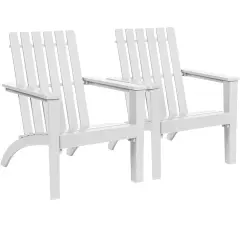 Costway Outdoor Wooden Adirondack Chair Patio Lounge Chair w/ Armrest