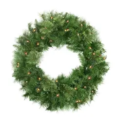 Northlight Pre-Lit Mixed Cashmere Pine Artificial Christmas Wreath - 24" - Clear Lights Green