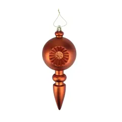 DAK 4ct Orange Retro Reflector Shatterproof Matte Christmas Finial Ornaments 7.5"