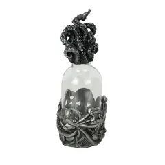 Silver Resin And Glass Octopus Perfume Bottle With Tentacle Cap Decorative Jar