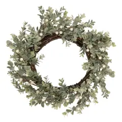 Northlight Real Touch&trade;️ Berry and Eucalyptus Christmas Wreath - 18" - Unlit Green