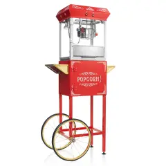 Olde Midway Vintage Style Popcorn Machine Maker Popper with Cart and 6-Ounce Kettle