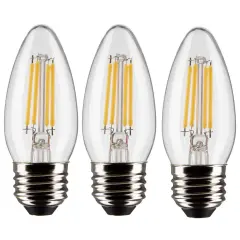 3Pk - Satco 4w B11 LED 3000K Medium Base Dimmable - 40w equiv Warm White