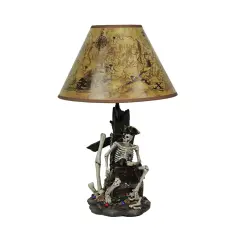 Pirate Skeleton W/ Treasure Table Lamp W/ Shade 21 inches tall