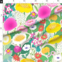 Various Fabrics by the Yard or Fat Quarter Floral Scandi Scandinavian Retro Large Scale Jumbo Anemone Peony Dahlia Wildflowers Custom Printed Fabric by Spoonflower