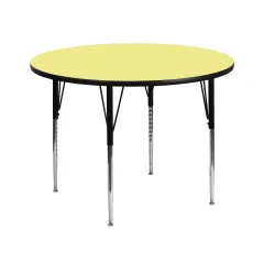 Emma and Oliver 42" Round Laminate Adjustable Activity Table Yellow