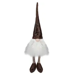 Northlight Rustic Sitting Gnome Christmas Decoration - 12" - White and Brown