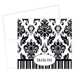 Great Papers! Black and White Damask Thank You Note Card, 4.875" x 3.375" (folded), 50 cards/50 envelopes