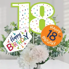 Big Dot of Happiness 18th Birthday - Cheerful Happy Birthday - Colorful Eighteenth Birthday Party Centerpiece Sticks - Table Toppers - Set of 15