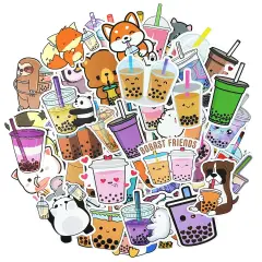 Wrapables Waterproof Vinyl Stickers for Water Bottles, Laptop, Phones, Skateboards, Decals for Teens, 100pcs Boba Tea
