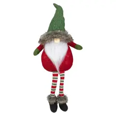 Northlight Dangling Legs Plush Sitting Gnome Christmas Figure - 25" - Red and Green