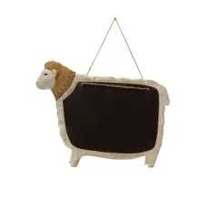 Melrose Country Rustic Cream and Beige Hanging Sheep with Chalkboard 14.5" White