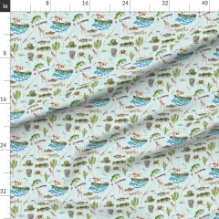 Various Fabrics by the Yard or Fat Quarter Watercolor Adventure Fish Boat Nautical Light Blue Custom Printed Fabric by Spoonflower