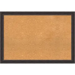 Rustic Pine Narrow Wood Framed Corkboard, Natural Cork Rustic Pine Brown