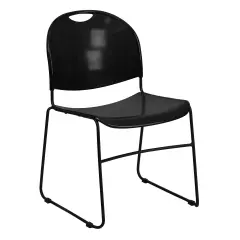 Emma and Oliver Ultra-Compact School Stack Chair - Office Guest Chair/Student Chair BlackPlastic/Black