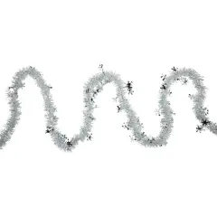 Northlight Tinsel with Snowflakes Artificial Christmas Garland - 12' x 3" - White and Silver - Unlit