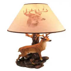 `Champion` 12 Point Buck Table Lamp w/ Printed Shade